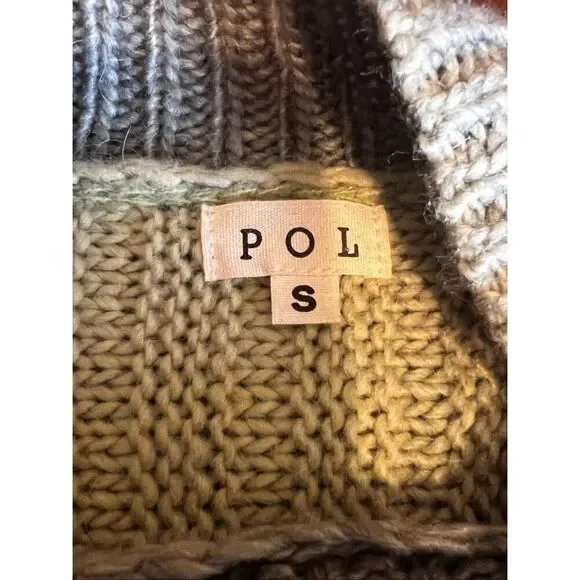 Pol Small over sized crop puff batwing long sleeve dark light green sweater - Picture 5 of 5